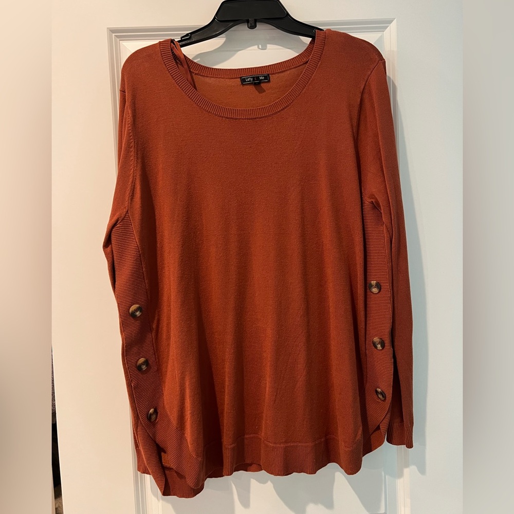 Women's Burnt Orange Button-Sleeve Sweater